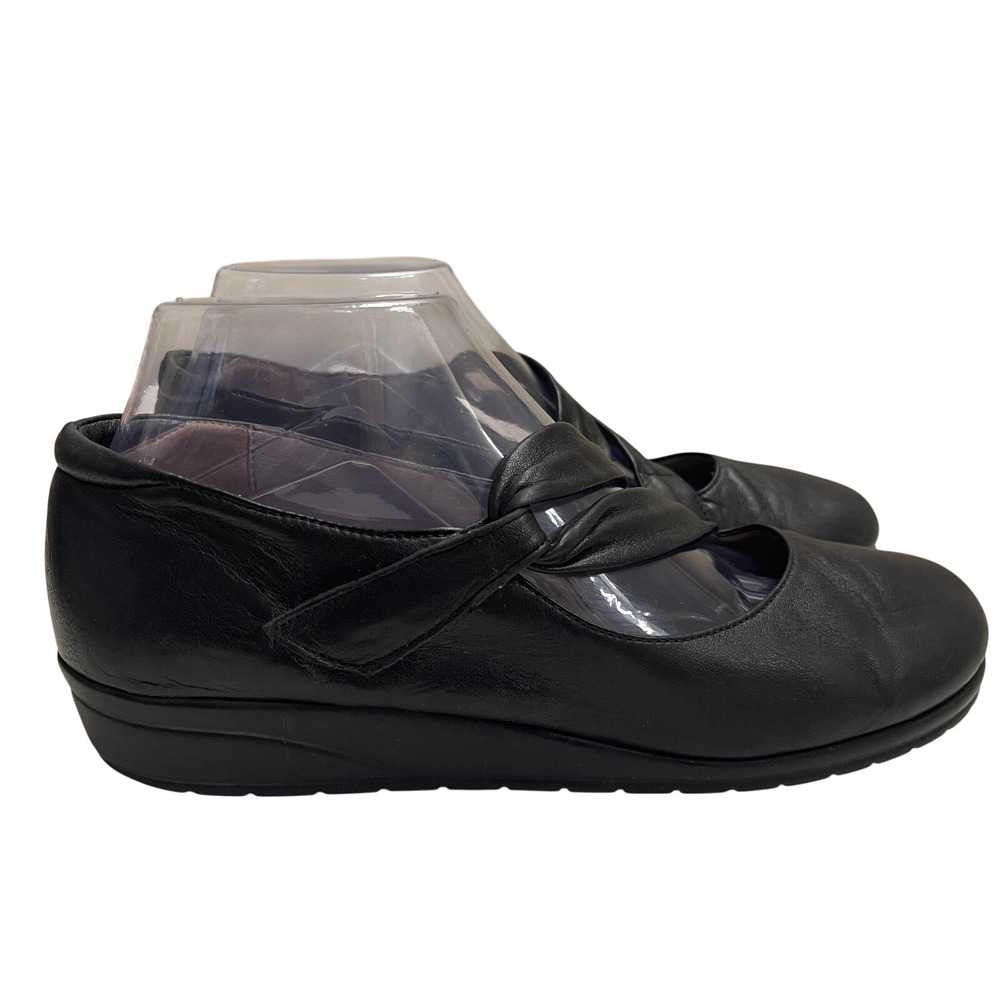 BeautiFeel Mary Jane Womens 39 8-8.5 Black Leather Pleasure Comfort Flats Shoes